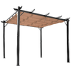 Outsunny-Gazebo-Pergola-da-Giardino-3x4m-con-Telo-in-Poliestere-e-Struttura-in-Alluminio-Grigio-e-Marrone
