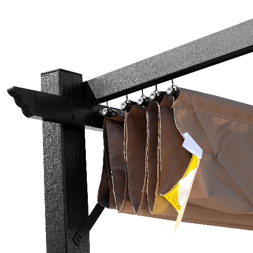 Outsunny-Gazebo-Pergola-da-Giardino-3x4m-con-Telo-in-Poliestere-e-Struttura-in-Alluminio-Grigio-e-Marrone