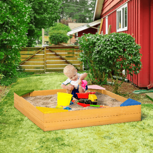 Outsunny-Sabbiera-per-Bambini-da-4-Posti-in-Legno-di-Abete-con-Design-senza-Fondo-109x109x19-8-cm