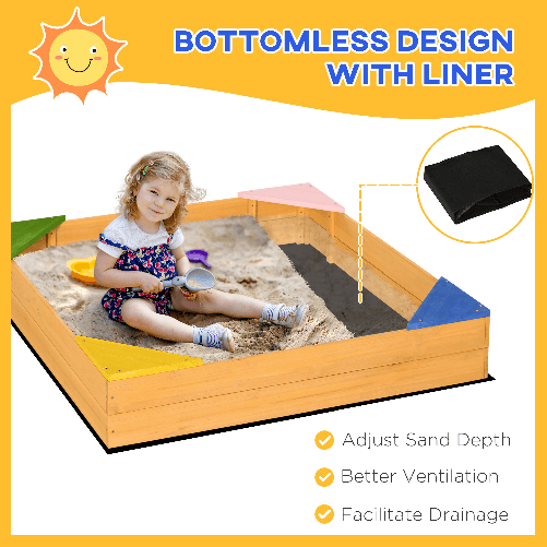 Outsunny-Sabbiera-per-Bambini-da-4-Posti-in-Legno-di-Abete-con-Design-senza-Fondo-109x109x19-8-cm