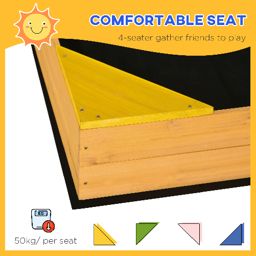 Outsunny-Sabbiera-per-Bambini-da-4-Posti-in-Legno-di-Abete-con-Design-senza-Fondo-109x109x19-8-cm