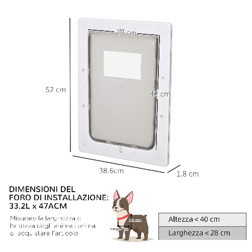 PawHut-Gattaiola-con-Sistema-di-Blocco-per-Vetro-Rete-e-Porte-38-6x52x1-8cm-Bianco