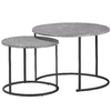 Outsunny-Tavolini-da-Salotto-Set-2-Pezzi-con-Piano-Effetto-Marmo-in-Metallo-Nero