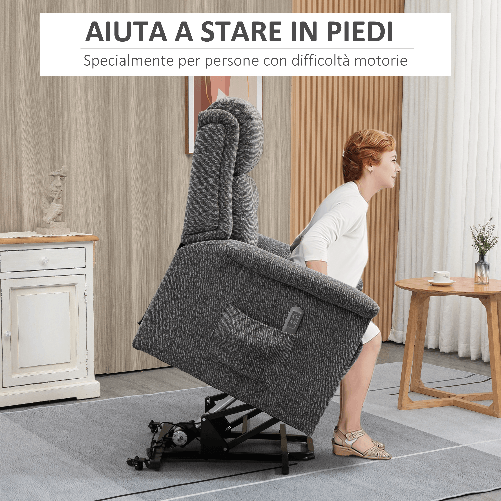 HOMCOM-Poltrona-Relax-Alzapersona-Reclinabile-con-Poggiapiedi-Rivestimento-in-Tessuto-Grigio