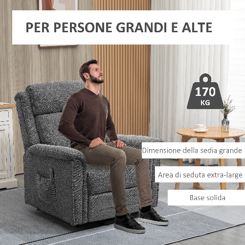 HOMCOM-Poltrona-Relax-Alzapersona-Reclinabile-con-Poggiapiedi-Rivestimento-in-Tessuto-Grigio