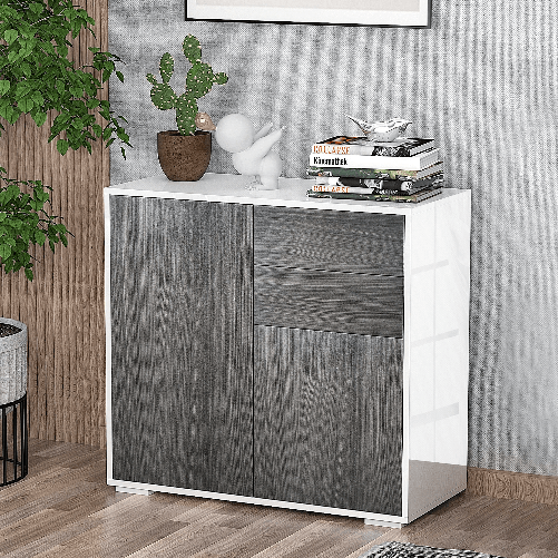 HOMCOM-Mobiletto-Multiuso-2-Cassetti-e-2-Armadietti-Apertura-a-Pressione