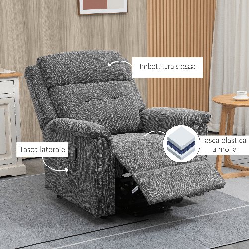 HOMCOM-Poltrona-Relax-Alzapersona-Reclinabile-con-Poggiapiedi-Rivestimento-in-Tessuto-Grigio