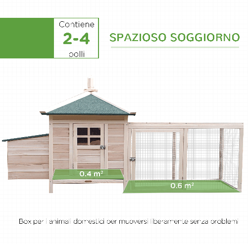 PawHut-Pollaio-da-Giardino-Prefabbricato-in-Legno-196x76x97cm-Color-Legno