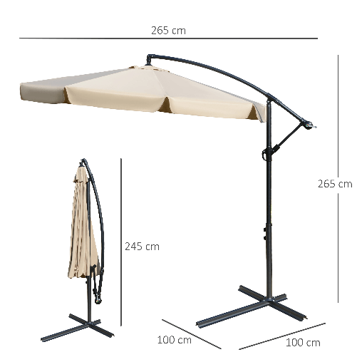 Outsunny-Ombrellone-da-Giardino--2-7x2-7m-a-Braccio-con-Tettuccio-Regolabile-Marrone-Chiaro