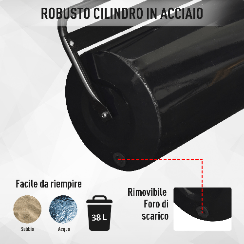 Outsunny-Rullo-da-Giardino--32x50cm-in-Metallo-Impermeabile-Nero-Serbatoio-Fino-38-Litri--Acqua-o-Sabbia-