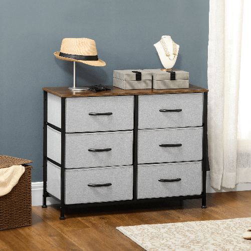 HOMCOM-Cassettiera-6-Cassetti-in-Tessuto-Rimovibili-in-Legno-e-Acciaio-Stile-Industriale-80x30x62-5cm