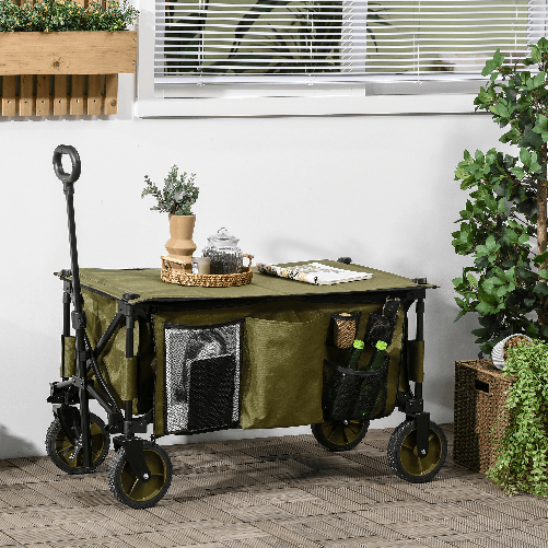 Outsunny-Carrello-da-Giardino-125L-Pieghevole-con-Maniglia-e-5-Sacche-108x55x93-cm-Verde