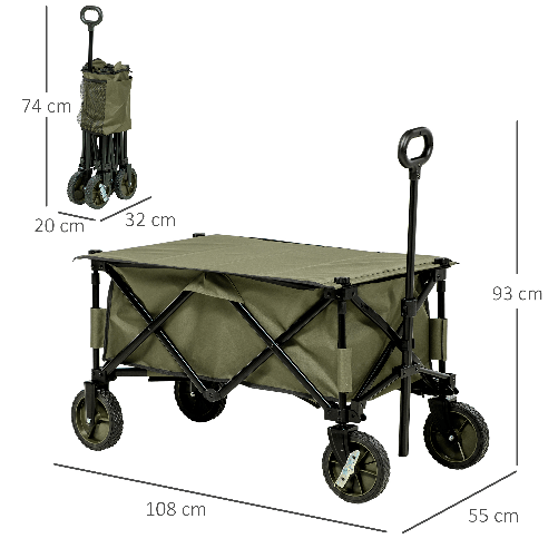 Outsunny-Carrello-da-Giardino-125L-Pieghevole-con-Maniglia-e-5-Sacche-108x55x93-cm-Verde