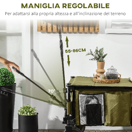Outsunny-Carrello-da-Giardino-125L-Pieghevole-con-Maniglia-e-5-Sacche-108x55x93-cm-Verde