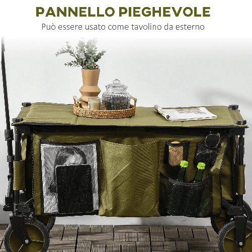 Outsunny-Carrello-da-Giardino-125L-Pieghevole-con-Maniglia-e-5-Sacche-108x55x93-cm-Verde