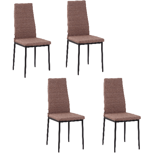 HOMCOM-Set-4-Sedie-Imbottite-per-Soggiorno-o-Sala-da-Pranzo-Sedie-da-Cucina-Moderne-in-Metallo-e-Tessuto-Cachi