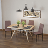 HOMCOM-Set-4-Sedie-Imbottite-per-Soggiorno-o-Sala-da-Pranzo-Sedie-da-Cucina-Moderne-in-Metallo-e-Tessuto-Cachi