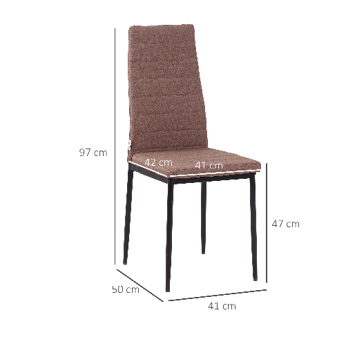 HOMCOM-Set-4-Sedie-Imbottite-per-Soggiorno-o-Sala-da-Pranzo-Sedie-da-Cucina-Moderne-in-Metallo-e-Tessuto-Cachi