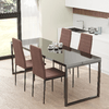 HOMCOM-Set-4-Sedie-Imbottite-per-Soggiorno-o-Sala-da-Pranzo-Sedie-da-Cucina-Moderne-in-Metallo-e-Tessuto-Cachi