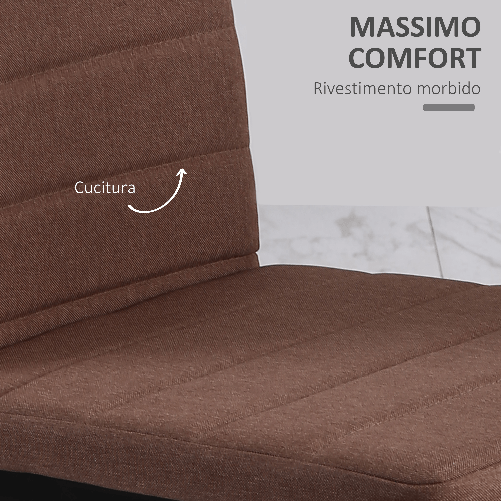 HOMCOM-Set-4-Sedie-Imbottite-per-Soggiorno-o-Sala-da-Pranzo-Sedie-da-Cucina-Moderne-in-Metallo-e-Tessuto-Cachi