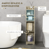 kleankin-Mobile-Bagno-in-Truciolato-con-2-Ripiani-e-Armadietto-a-2-livelli-23x18x100cm-Grigio