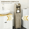 kleankin-Mobile-Bagno-in-Truciolato-con-2-Ripiani-e-Armadietto-a-2-livelli-23x18x100cm-Grigio
