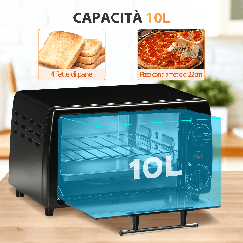 HOMCOM-Fornetto-Elettrico-10L-con-Temperatura-Regolabile-e-Timer-750W-36-5x26x22-cm-Nero