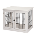 PawHut Casetta per Cani Fino 30kg da Interno in Legno e Acciaio, 58.5x81x 66cm - Bianco