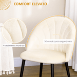 HOMCOM-Set-2-Sedie-da-Salotto-e-Sala-da-Pranzo-Imbottite-in-Metallo-e-Tessuto-Effetto-Velluto-Beige-52x54x79-cm