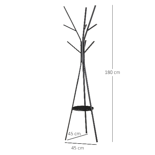 HOMCOM-Appendiabiti-Attaccapanni-da-Terra-Verticale-Moderno-per-Ingresso-Nero-45x45x180cm