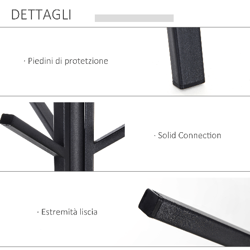 HOMCOM-Appendiabiti-Attaccapanni-da-Terra-Verticale-Moderno-per-Ingresso-Nero-45x45x180cm