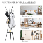 HOMCOM-Appendiabiti-Attaccapanni-da-Terra-Verticale-Moderno-per-Ingresso-Nero-45x45x180cm