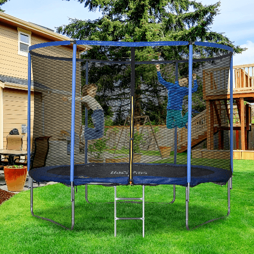 HOMCOM-Tappeto-Elastico-per-Bambini-e-Adulti-con-Rete-e-Bordo-Imbottito-Giochi-da-Giardino-e-Casa--305x248cm-Blu-e-Nero
