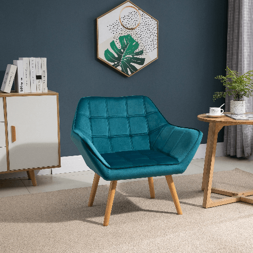 HOMCOM-Poltroncina-da-Camera-Design-Scandinavo-Poltrona-in-Velluto-e-Legno-Color-Petrolio-per-Soggiorno-o-Ufficio-64x62x72-5cm