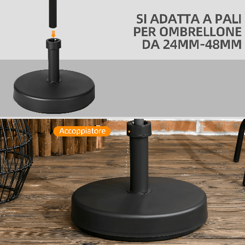 Outsunny-Base-per-Ombrellone-da-Giardino-in-Plastica-PP-max-18kg-di-Peso--45x33-cm-Nero