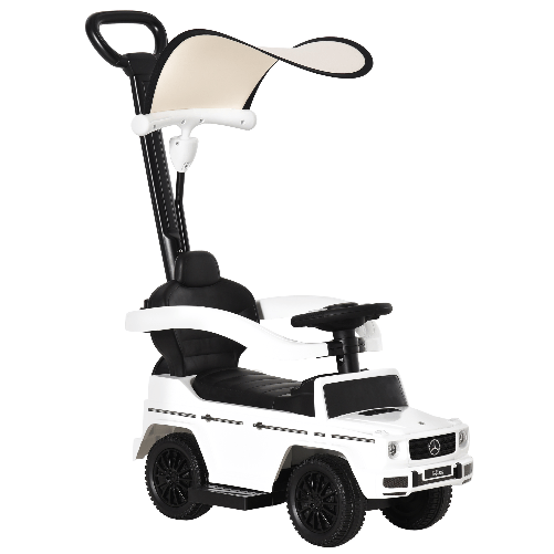 HOMCOM-Macchina-a-Spinta-per-Bambini-Macchina-Giocattolo-Cavalcabile-Passeggino-con-Tettuccio-Mercedes-Benz-G350-Bianco