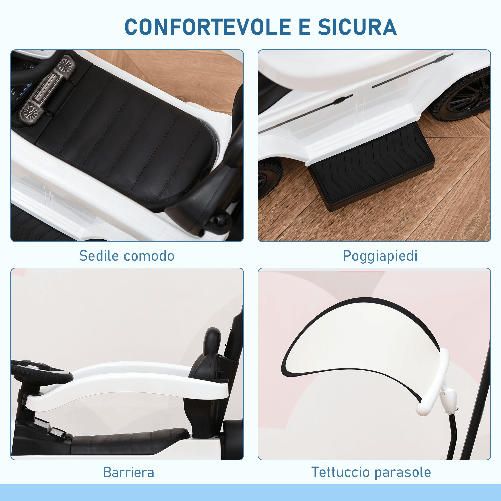 HOMCOM-Macchina-a-Spinta-per-Bambini-Macchina-Giocattolo-Cavalcabile-Passeggino-con-Tettuccio-Mercedes-Benz-G350-Bianco