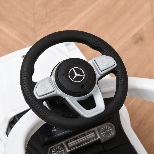 HOMCOM-Macchina-a-Spinta-per-Bambini-Macchina-Giocattolo-Cavalcabile-Passeggino-con-Tettuccio-Mercedes-Benz-G350-Bianco