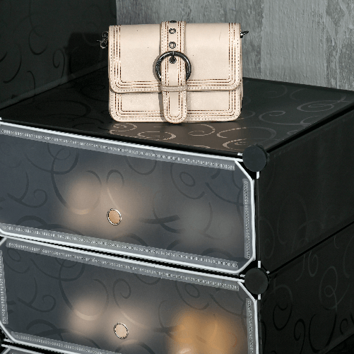 HOMCOM-Mobile-Scarpiera-Modulare-Salvaspazio-12-Cubi-45x35x16-cm-in-Acciaio-e-PP-Nero-e-Bianco