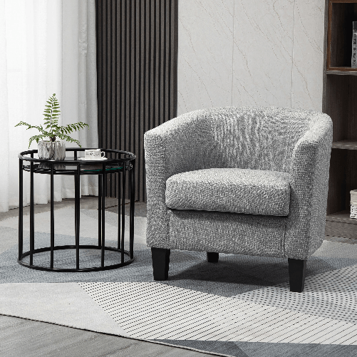 HOMCOM-Poltrona-Moderna-Imbottita-con-Seduta-Profonda-Poltroncina-da-Camera-e-Soggiorno-75x72x74cm-Grigio