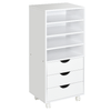 Vinsetto-Cassettiera-Ufficio-con-4-Ruote-4-Ripiani-3-Cassetti-Schedario-Portadocumenti-in-Legno-MDF-Bianco-38-x-30-x-86-8-cm