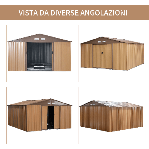 Outsunny-Casetta-da-Giardino-con-2-Porte-Scorrevoli-e-4-Prese-d-Aria-in-Acciaio-e-PP-340x386x200cm-Giallo
