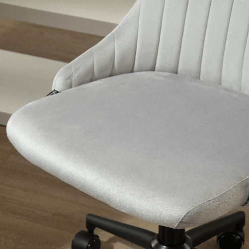 Vinsetto-Sedia-da-Ufficio-in-Velluto-Grigio-con-Altezza-Regolabile-Sedia-Ergonomica-Girevole-a-360--e-Ruote-50x58x77-87cm