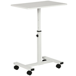HOMCOM Tavolino Porta PC con Altezza Regolabile e Ruote, 60x40x52.5-84cm, Bianco