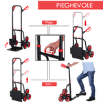 Durhand-Carrello-Portapacchi-Carichi-Pesanti-Pieghevole-in-Metallo-con-6-Ruote-per-Scale-Carico-Massimo-150kg