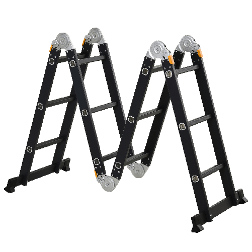 DURHAND Scala in Alluminio 5 in 1 Nera per Interni ed Esterni, Carico Massimo 150kg, 370x61x11 cm