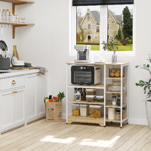 HOMCOM-Scaffale-da-Cucina-Salvaspazio-Stile-Industriale-struttura-in-Metallo-e-Legno---Legno