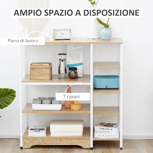 HOMCOM-Scaffale-da-Cucina-Salvaspazio-Stile-Industriale-struttura-in-Metallo-e-Legno---Legno