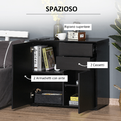HOMCOM-Mobiletto-Multiuso-con-2-Cassetti-e-2-Armadietti-Apertura-a-Pressione-Mobile-per-Casa-e-Ufficio-79x36x74cm