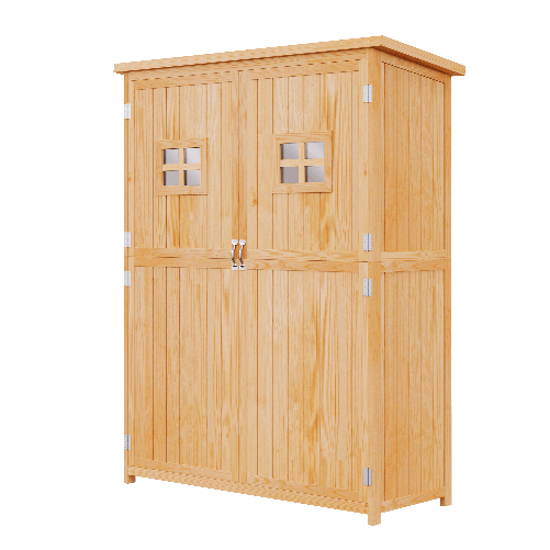 Outsunny-Casetta-da-Giardino-Legno-con-Porta-Doppia-Mensole-e-Finestre-127-5x50x164cm